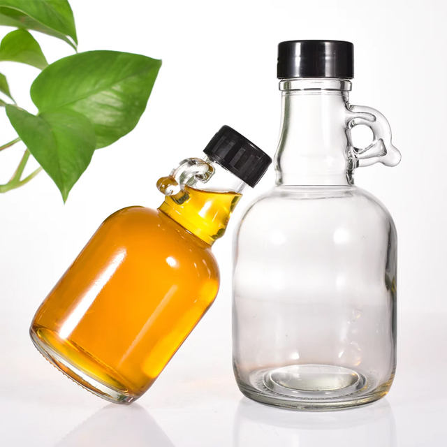 زجاجة شراب القيقب الصغيرة الفارغة للسعال والسكر 250 مل 500 مل بمقبض