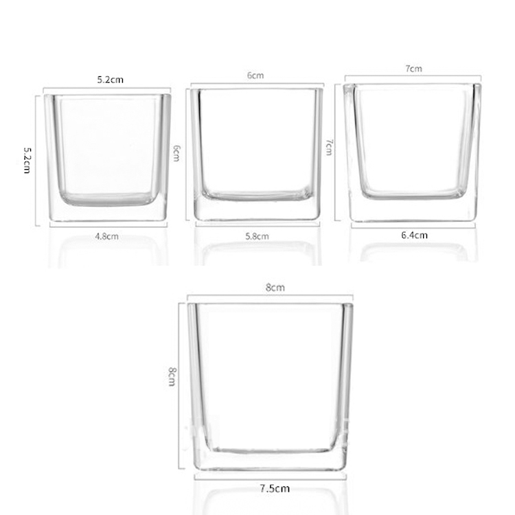 رخيصة 80 مل 120 مل 200 مل 300 مل جرة شمعة مربعة فارغة واضحة مع غطاء الفلين الخشبي الطبيعي