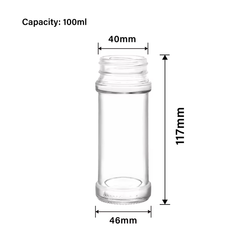 برطمانات توابل زجاجية شفافة سعة 100 مل في زجاجة مزيج توابل 