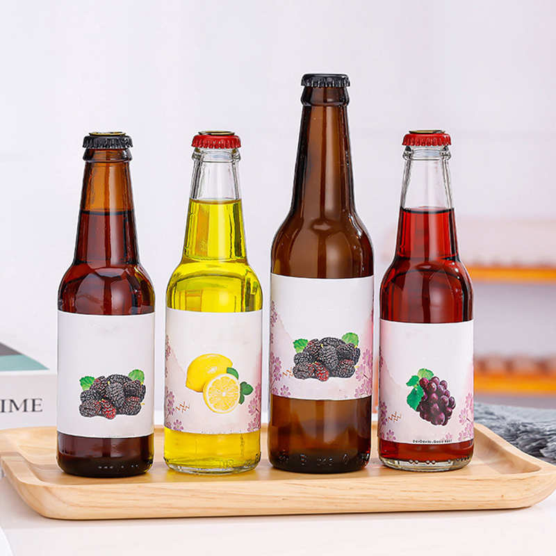 مصنعي زجاجات البيرة الزجاجية 250 مل 275 مل 330 مل 500 مل زجاجة زجاجية شفافة زجاجة عصير الليمون الفارغة