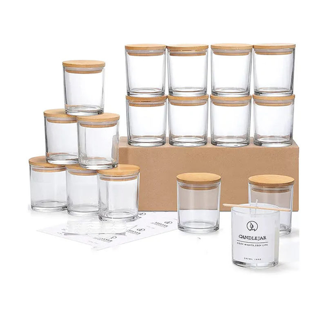 جرة شمعة زجاجية 10 أوقية 12 أوقية مع غطاء