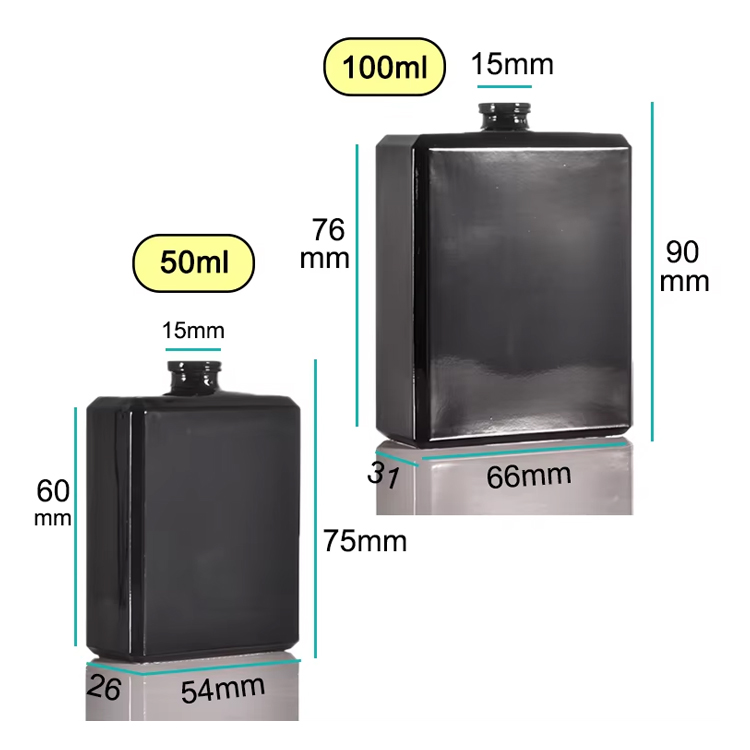 تصميم جديد زجاجة عطر زجاجية سوداء 30 مل 50 مل 100 مل 