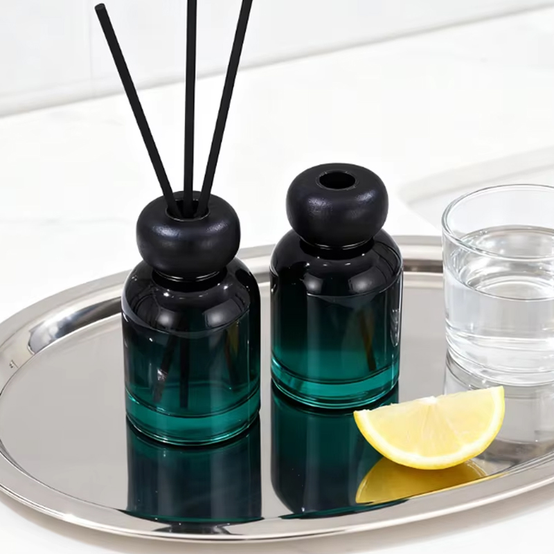 حاوية رائحة الهواء بتصميم جديد 100 مل 150 مل زجاجة زيت ناشر ريد مع غطاء خشبي 