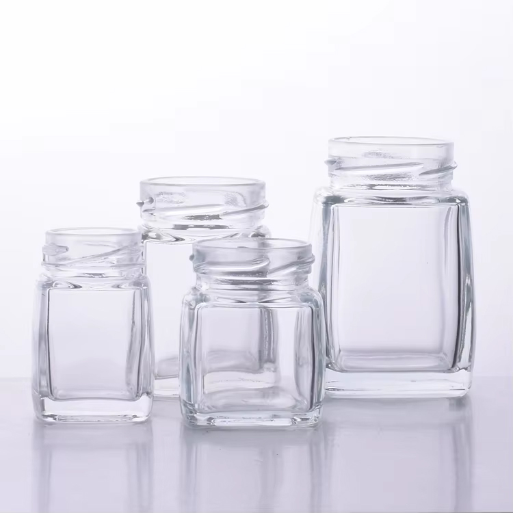 حاوية تخزين طعام عش الطيور الزجاجية المربعة مع غطاء محكم الغلق