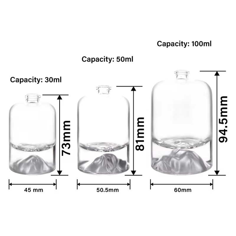 30 مل 50 مل قاعدة بركان ثقيلة 100 مل زجاجة رذاذ عطر ذات اسطوانة مستديرة