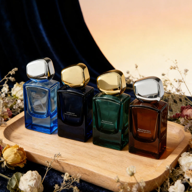 30 مل 50 مل 100 مل زجاجة رذاذ عطر زجاجية مستطيلة ملونة عالية الجودة قابلة لإعادة الملء