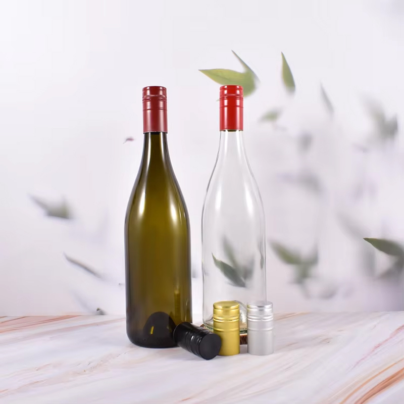 زجاجات النبيذ الزجاجية الكلاسيكية باللون العنابي سعة 750 مل