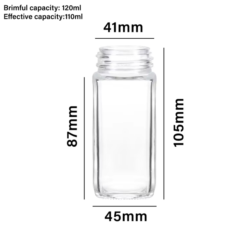 رائجة البيع 120 مللي مساحيق التوابل حاويات التوابل التوابل الجرار الزجاجية المربعة