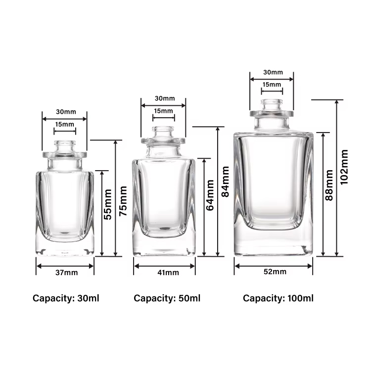 عطر بخاخ مربع عتيق 30 مل 50 مل 100 مل زجاجات عطر زجاجية فارغة مع غطاء خشبي