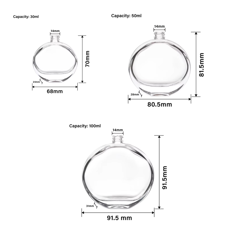 30 مل 50 مل 100 مل زجاجات عطر زجاجية ذات فم مفلطح حديث