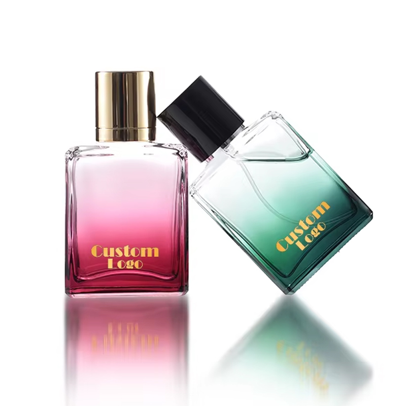 طلاء تدريجي زجاجة عطر زجاجية خضراء سعة 50 مل مع صندوق