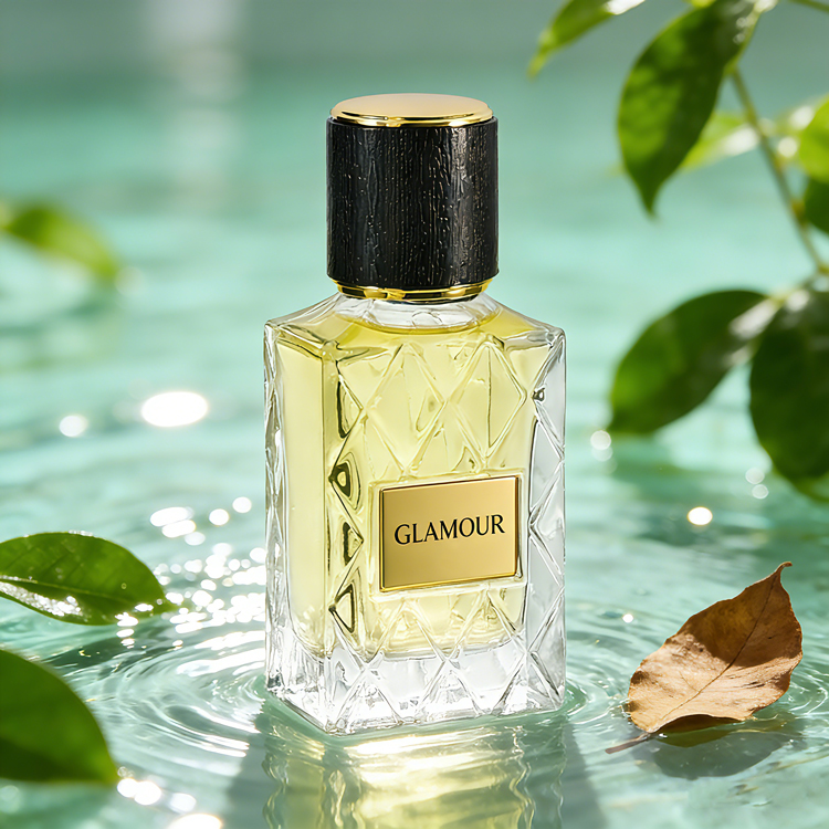 زجاجة عطر زجاجية منقوشة فاخرة سعة 30 مل مع غطاء أسود - تغليف زجاجة عطر شفاف مخصص