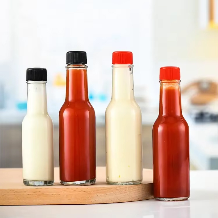 حار مبيعات الزجاج زجاجة صغيرة 90 مل 250 مل 150 مل زجاجات ووزي لزجاج الصلصة الحارة