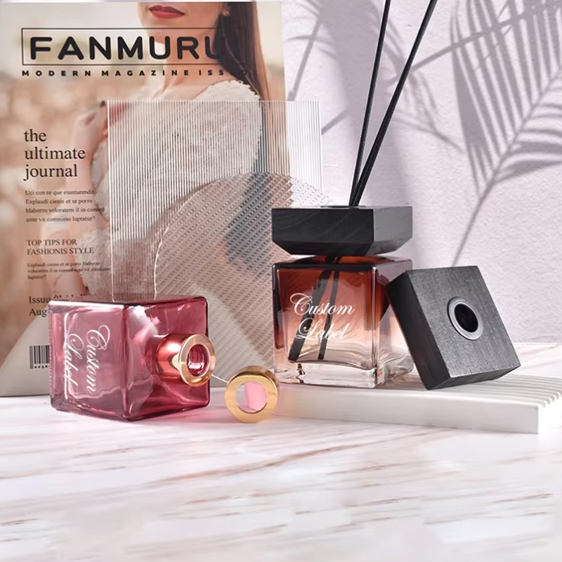 زجاجة ناشر قصب فارغة متدرجة مربعة الشكل كلاسيكية مخصصة سعة 200 مل