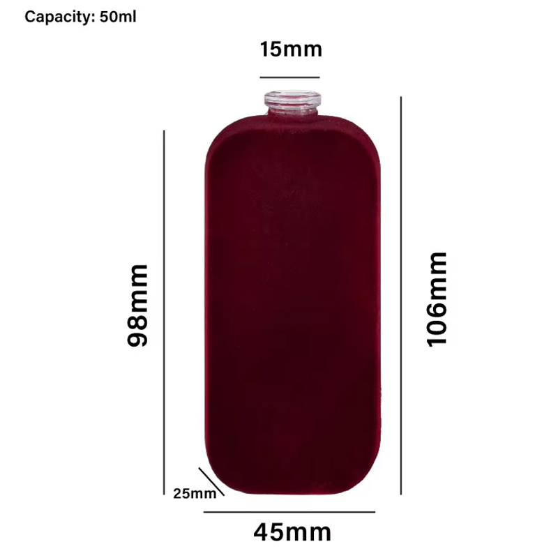 تخصيص اللون الفاخر تجعيد يتدفقون زجاجة عطر مخملية 50 مل زجاجة عطر زجاجية 