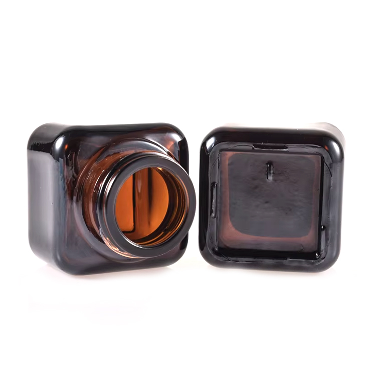 برطمان كريم زجاجي 50 جرام كريم مربع لمستحضرات التجميل للوجه والعين 