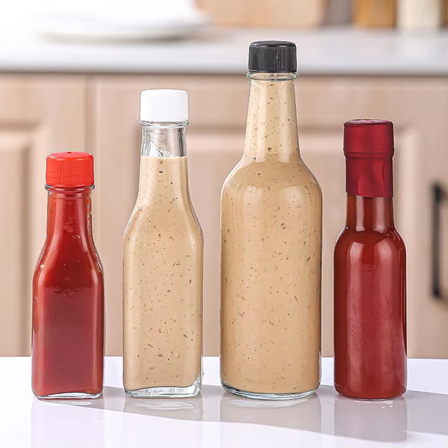 حار مبيعات الزجاج زجاجة صغيرة 90 مل 250 مل 150 مل زجاجات ووزي لزجاج الصلصة الحارة
