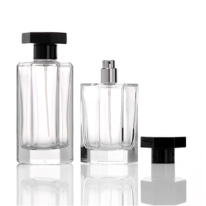 زجاجة عطر سداسية فريدة سعة 50 مل و100 مل مع بخاخ مضخة مع ملصقات مخصصة