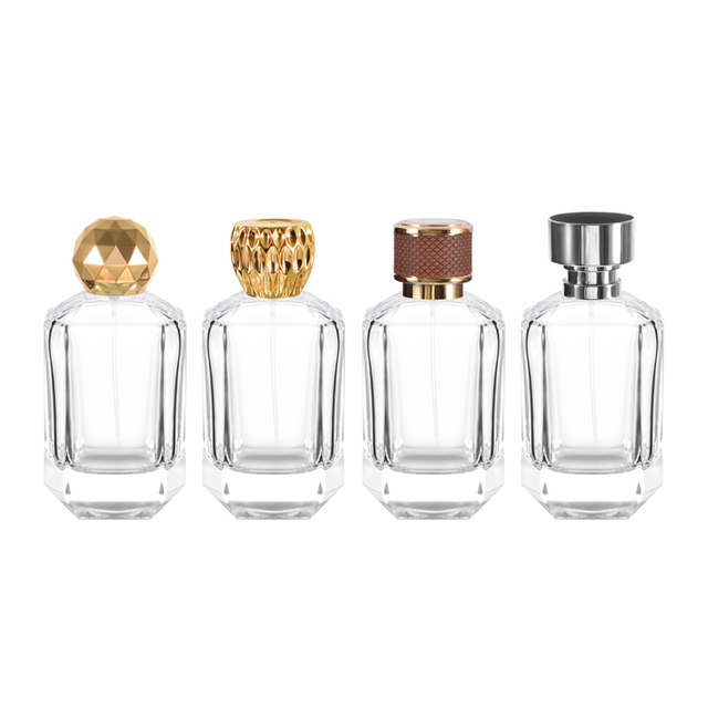 زجاجة عطر زجاجية فاخرة 30 مل 50 مل 100 مل مع أغطية مخصصة عبوة عطر فارغة مميزة
