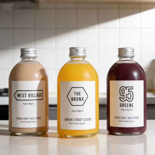 الجملة صديقة للبيئة عصير الصحافة الباردة متجمد 150 مل 270 مل 350 مل 500 مل زجاجة زجاجية مستديرة مع غطاء لولبي