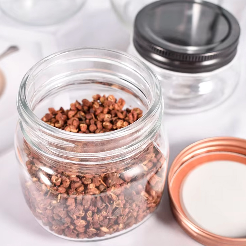 برطمان زجاجي واسع الفم مع غطاء لولبي 