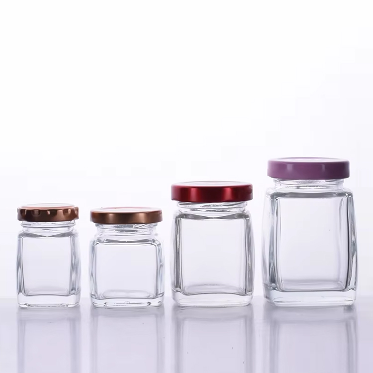 حاوية تخزين طعام عش الطيور الزجاجية المربعة مع غطاء محكم الغلق