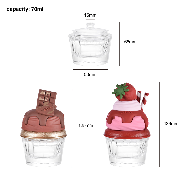 زجاجة عطر على شكل آيس كريم إبداعي - عبوة عطر زجاجية لطيفة مستوحاة من الحلوى مع غطاء مخصص