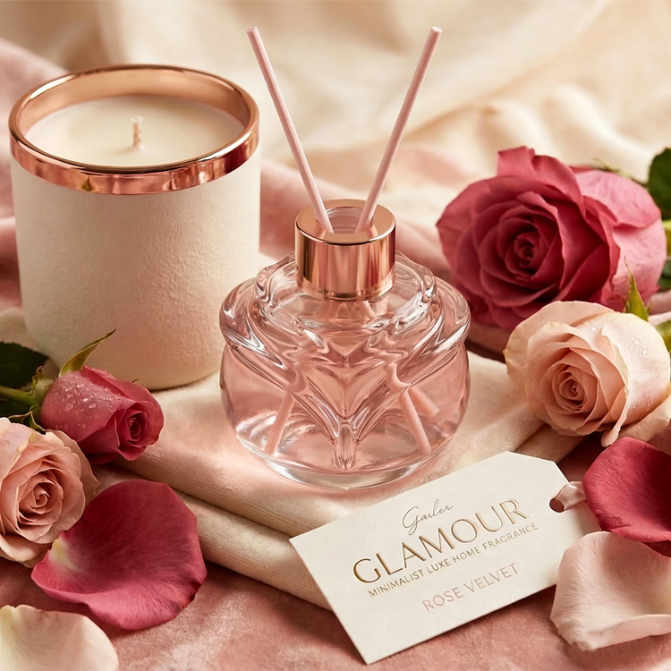 زجاجة ناشر قصب زجاجية فاخرة على شكل وردة زجاجة ناشرة عطرية مزخرفة للعطر المنزلي