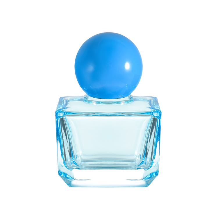 زجاجة عطر زجاجية مربعة فاخرة مع غطاء كروي 100 مل 30 مل 50 مل عبوة عطر ملونة مخصصة